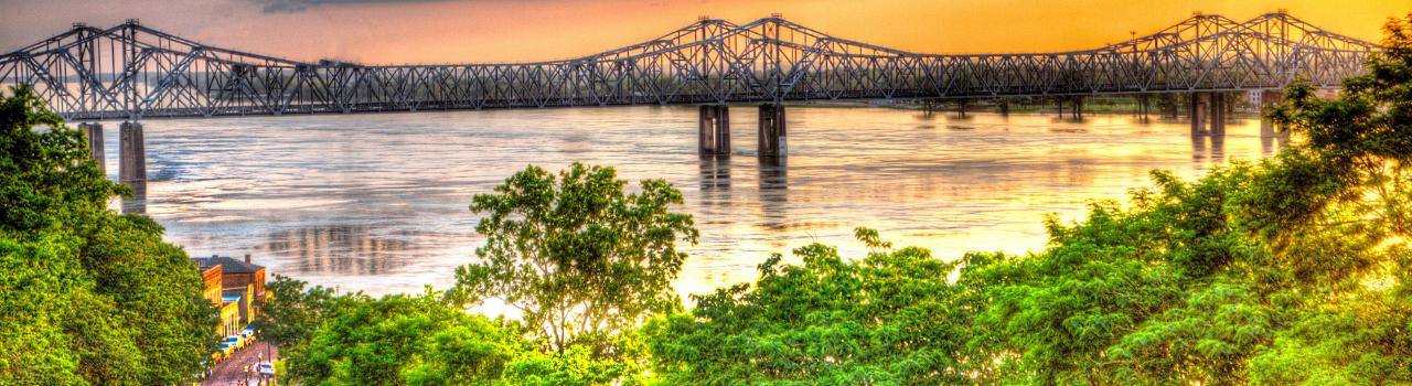 密西西比州纳切兹,从 Silver Street 街欣赏到的密西西比河河滨景色 密西西比州纳切兹,从 Silver Street 街欣赏到的密西西比河河滨景色