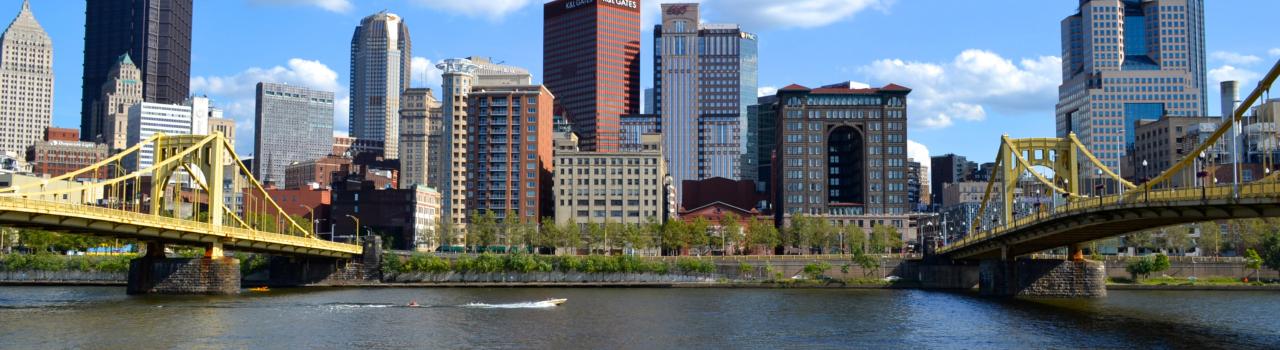 宾夕法尼亚州匹兹堡的天际线和桥梁 宾夕法尼亚州匹兹堡的天际线和桥梁