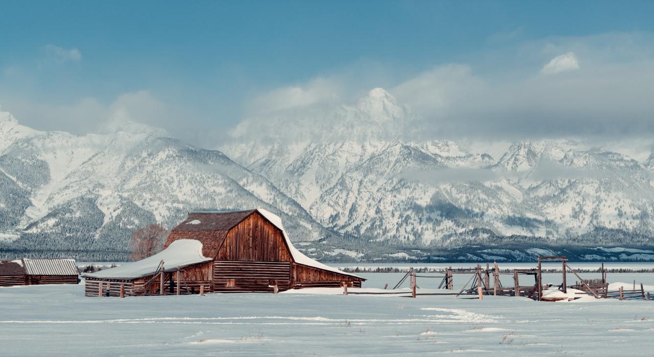 怀俄明州穆斯市大提顿的冬季景致