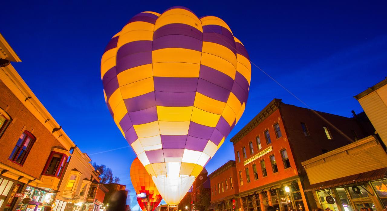 West Colorado Avenue aglow during the Telluride Balloon Festival