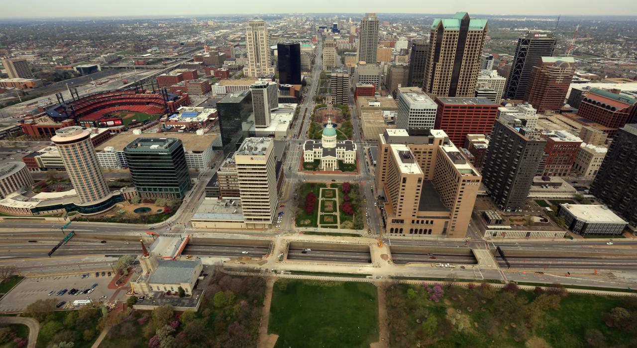 View of St Louis, Missouri, from the Gateway Arch