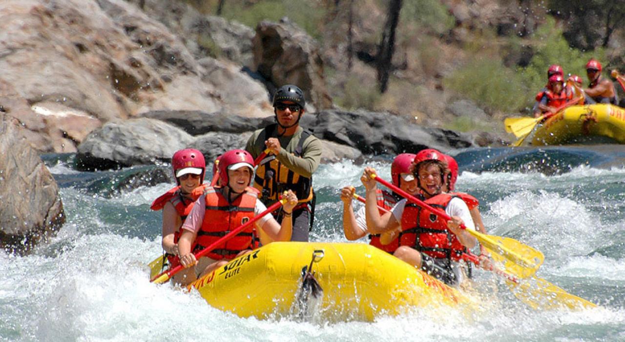 A splashing good time rafting the Tuolumne River  A splashing good time rafting the Tuolumne River