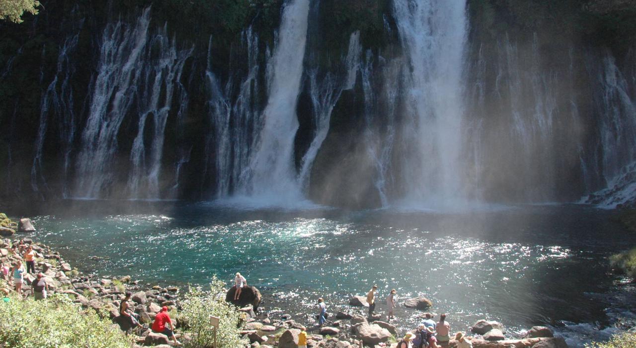 Relaxing under the mist at McArthur-Burney Falls Memorial State Park Relaxing under the mist at McArthur-Burney Falls Memorial State Park