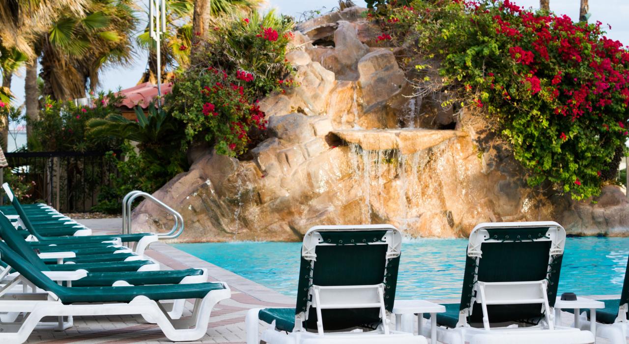 Tranquil spot to relax at a resort pool