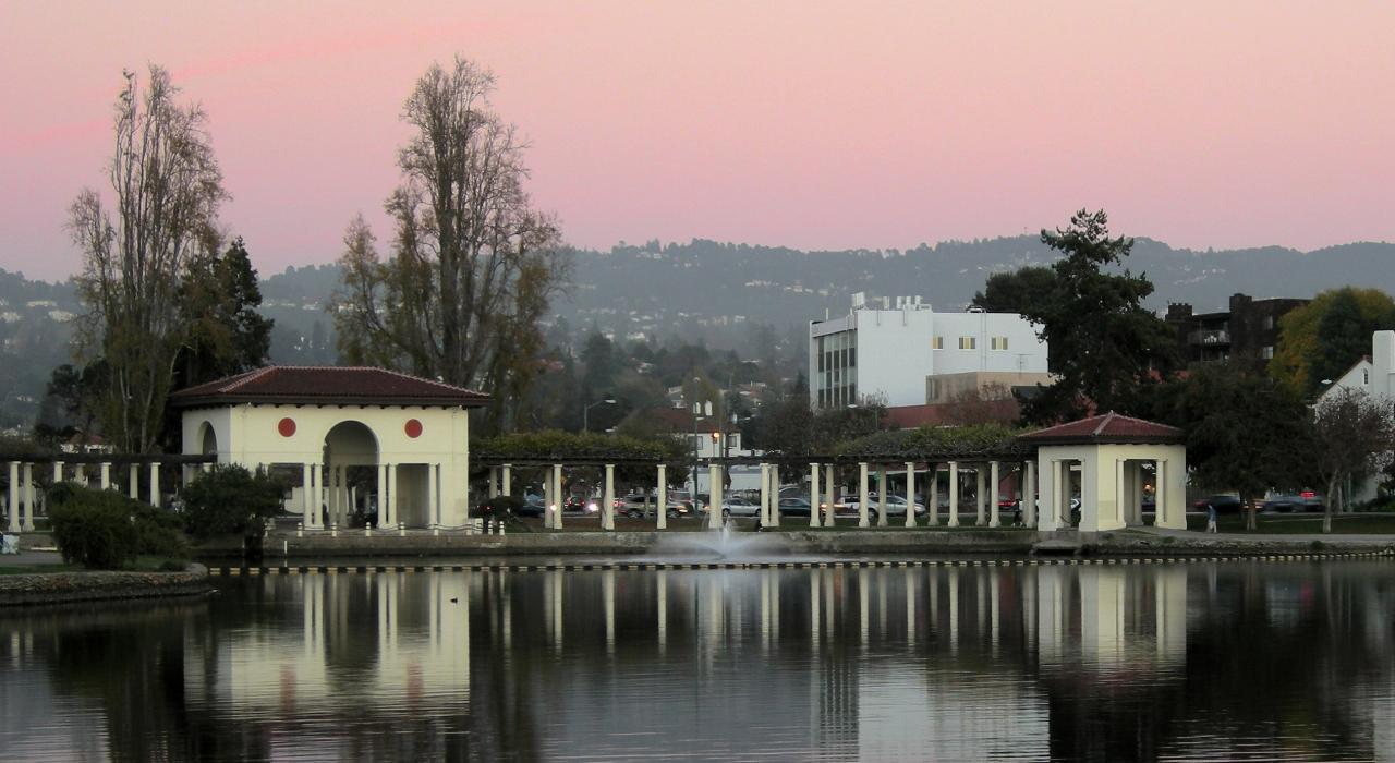 The lavender sky reflected in Lake Merritt The lavender sky reflected in Lake Merritt