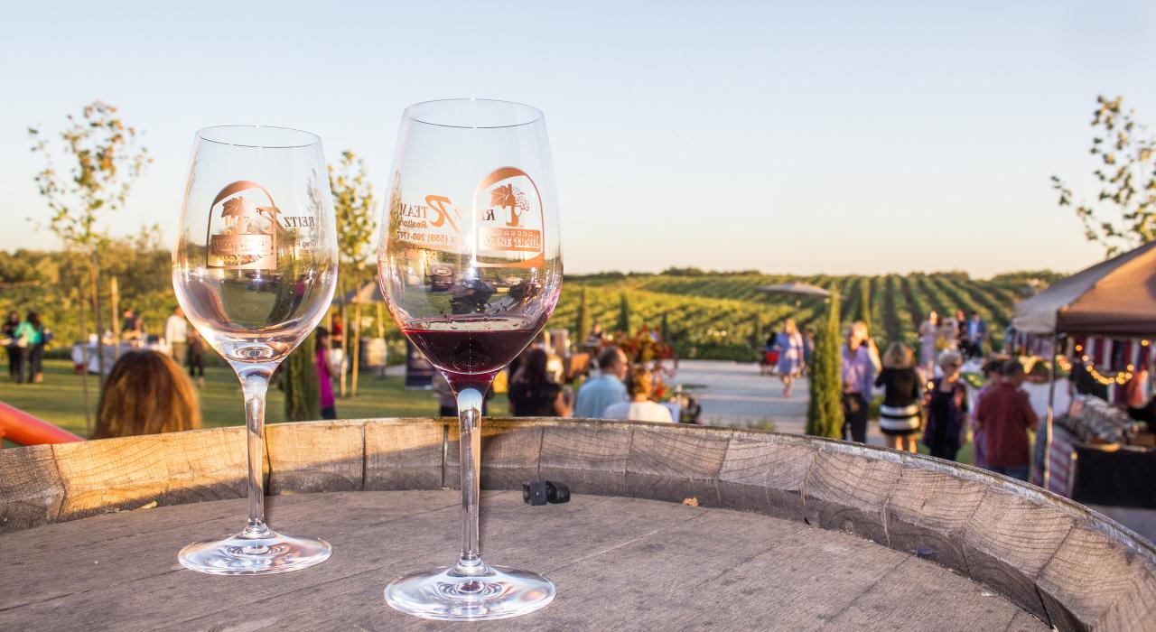 Sipping wine at one of the wineries on the Madera Wine Trail