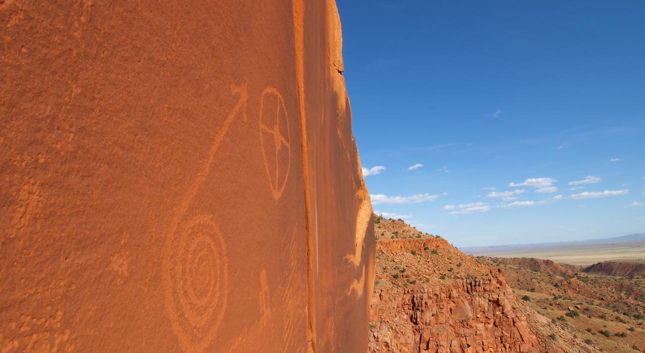 Ancient petroglyph carvings at the Vermilion Cliffs
