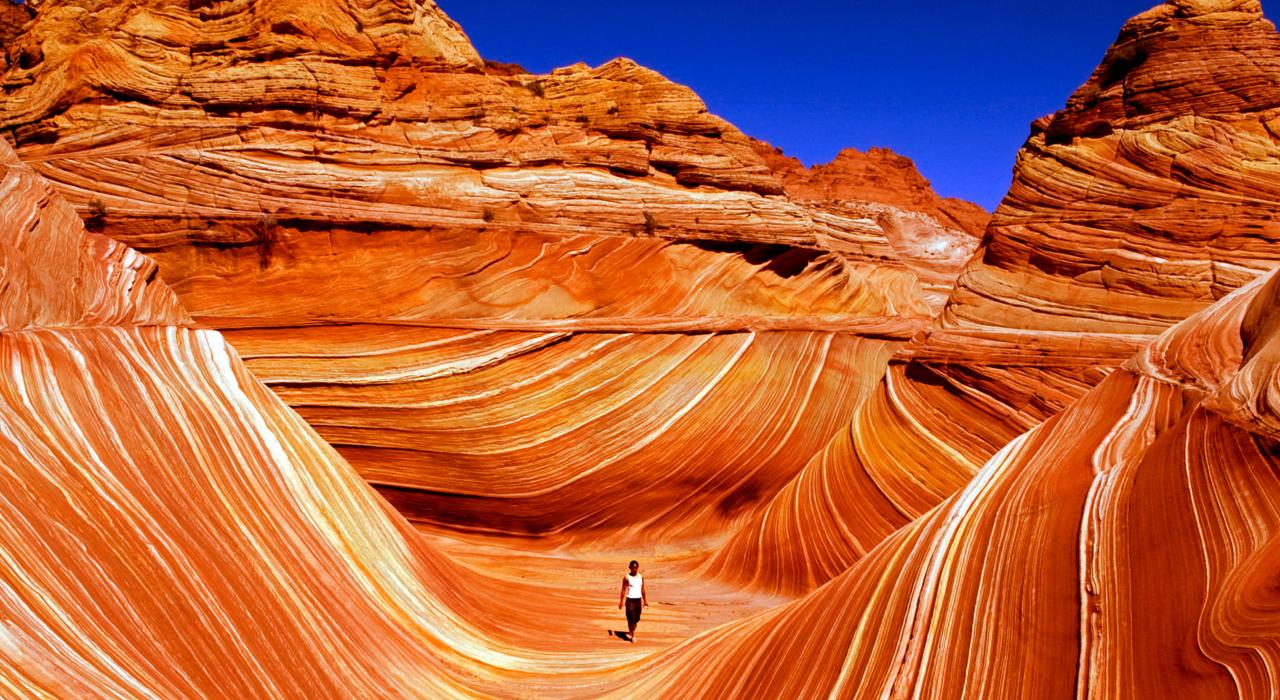 The Wave in a sandstone mountain at Coyote Buttes