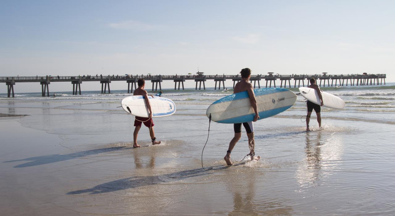 Surfers checking out the waves at Jacksonville Beach Surfers checking out the waves at Jacksonville Beach