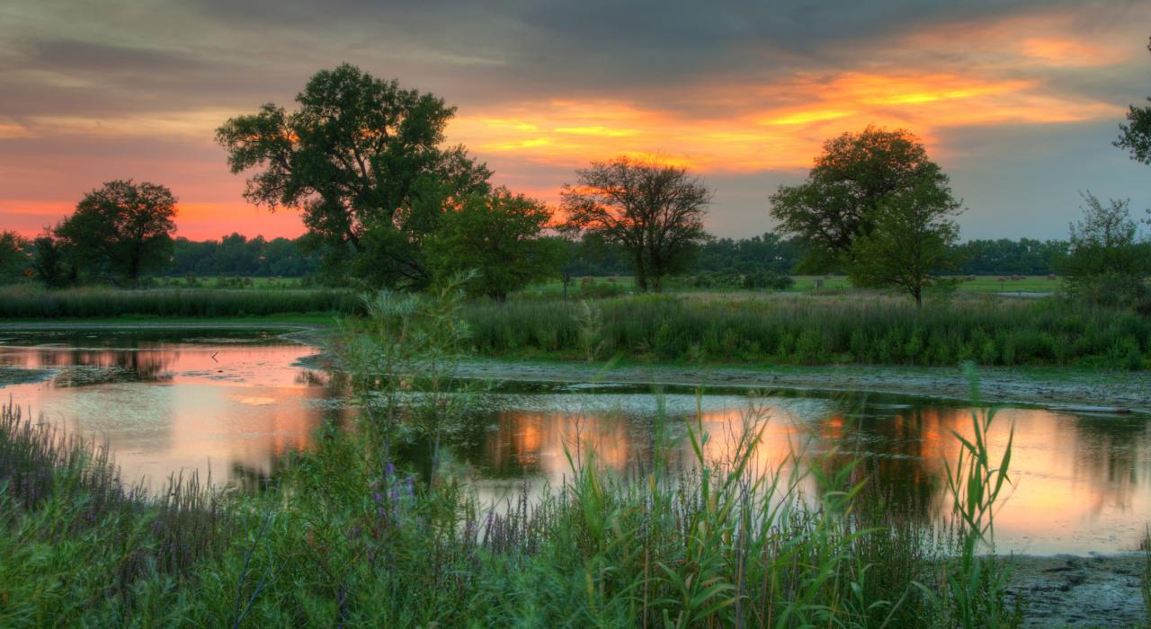 普拉特河周围宁静的日落景观 普拉特河周围宁静的日落景观