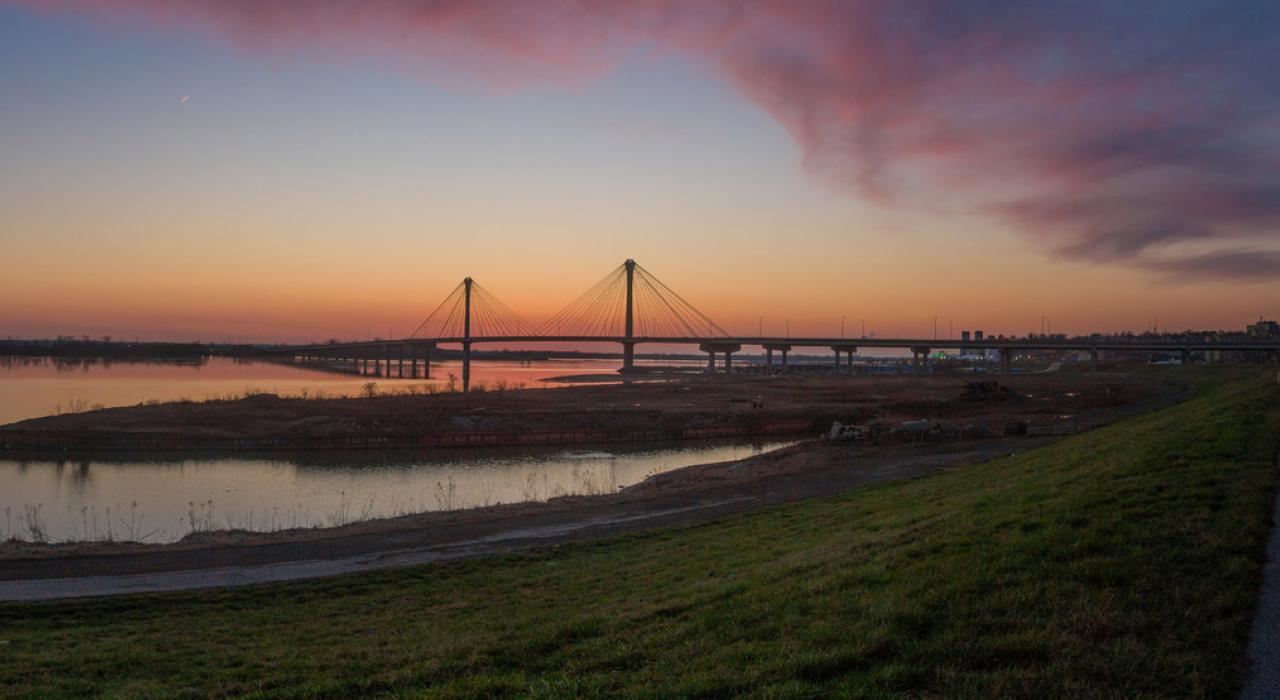 The Clark Bridge at sunset