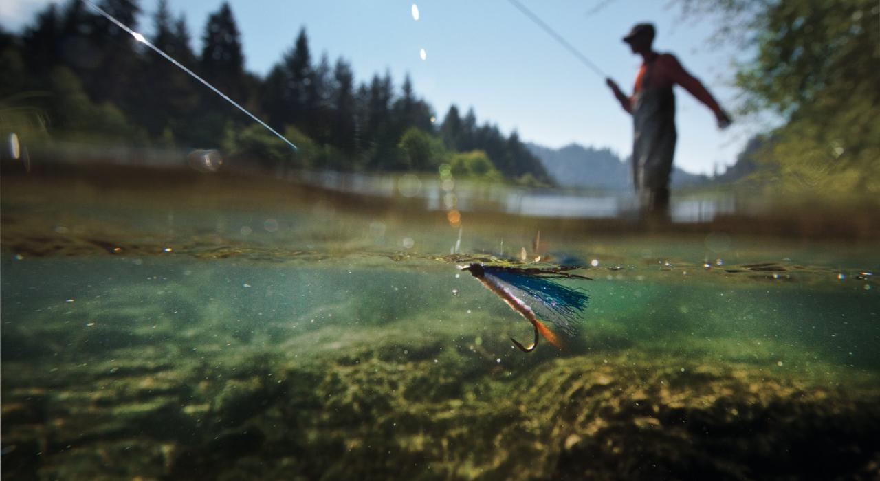 在俄勒冈州的哥伦比亚河上垂钓 在俄勒冈州的哥伦比亚河上垂钓