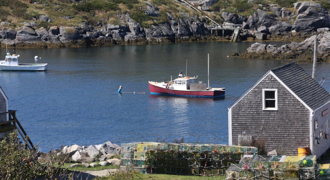 Lobster boats at anchor in Monhegan Harbor Lobster boats at anchor in Monhegan Harbor