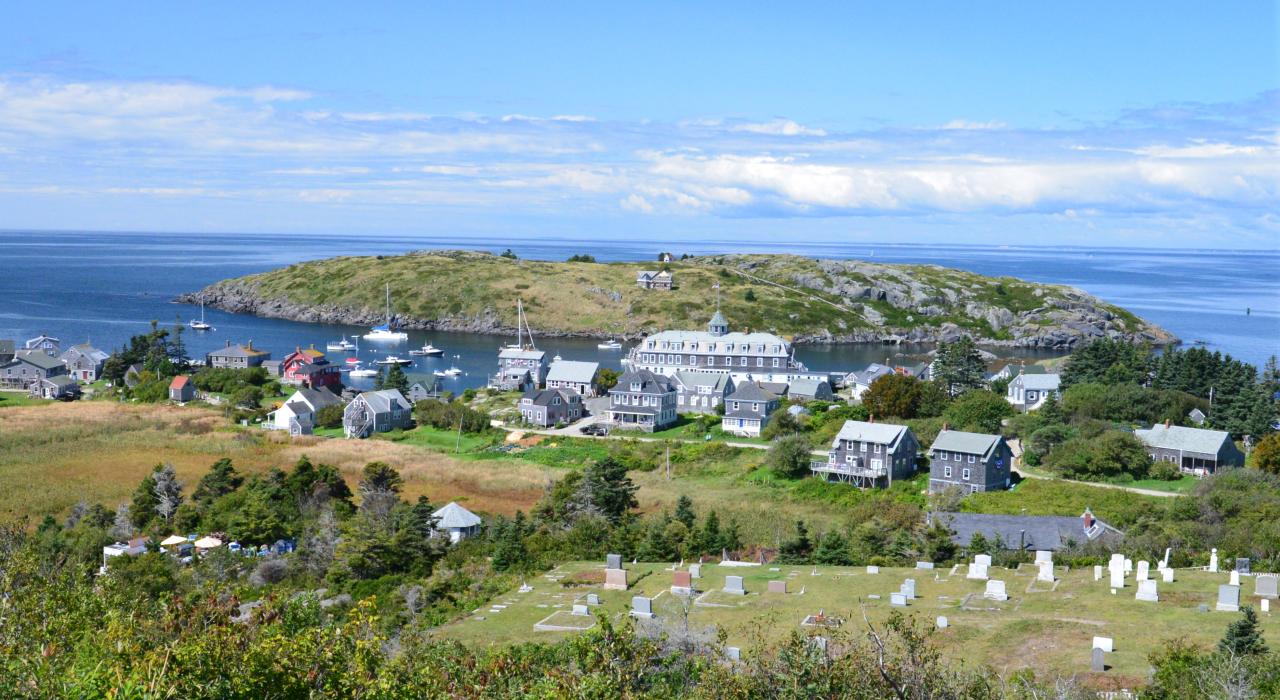 Monhegan Island and smaller Manana Island about 16 kilometers off the Maine coast Monhegan Island and smaller Manana Island about 16 kilometers off the Maine coast