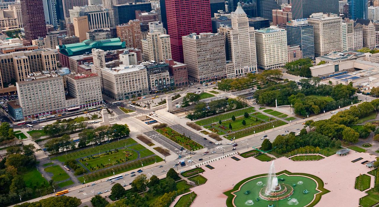 芝加哥格兰特公园鸟瞰图 芝加哥格兰特公园鸟瞰图