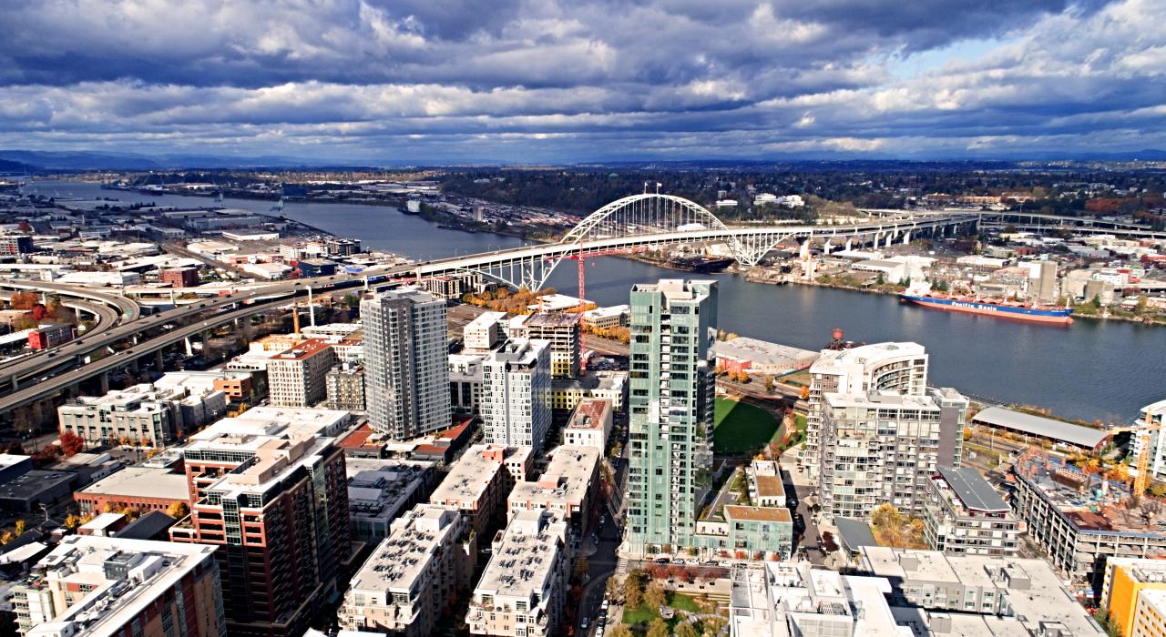 俄勒冈州波特兰市中心的美景