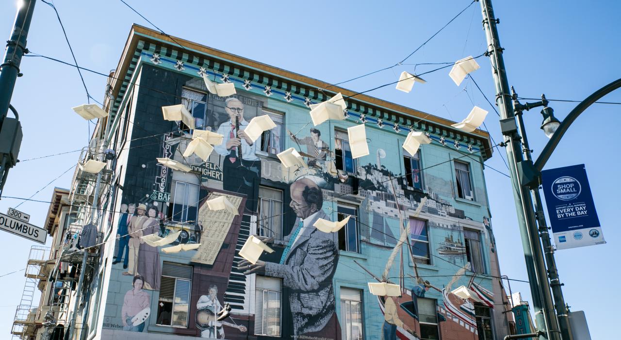 加利福尼亚州旧金山城市之光书店外的壁画 加利福尼亚州旧金山城市之光书店外的壁画