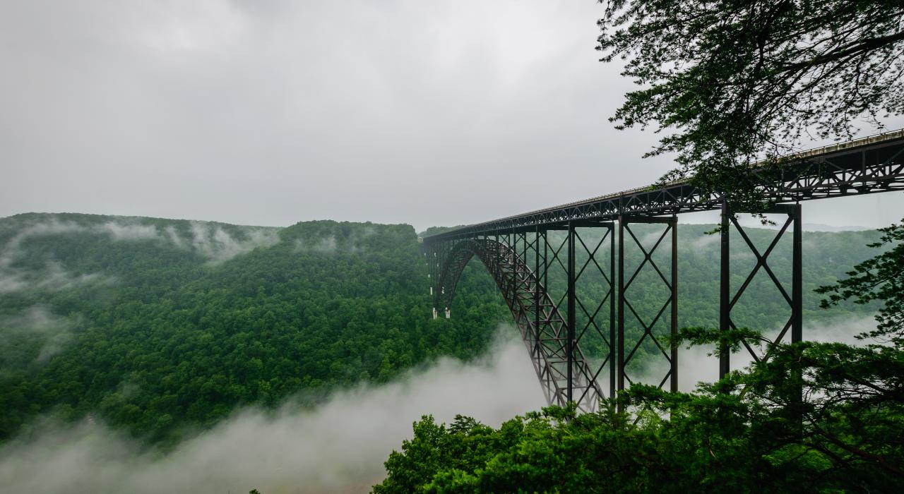 浓雾环绕新河峡大桥