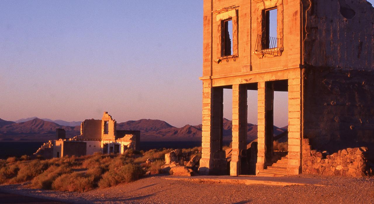 Ghost town ruins set in the eastern corner of Death Valley in Rhyolite, Nevada