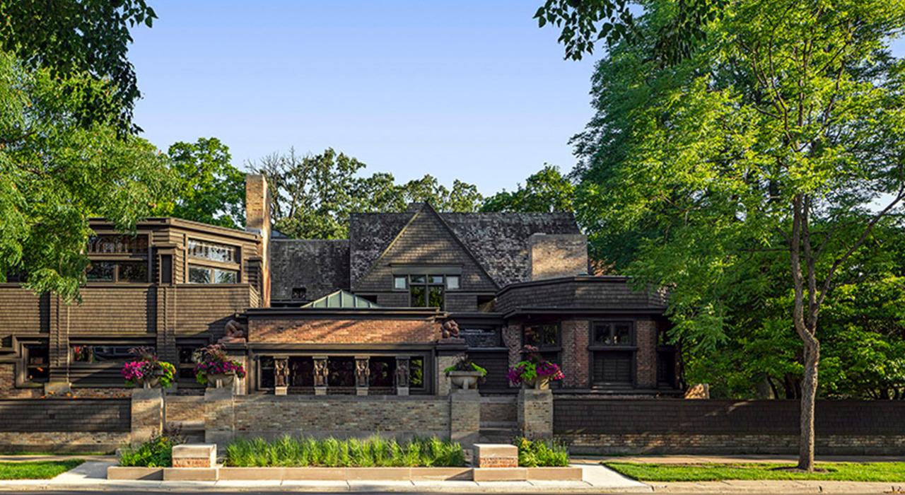 Exterior view of the Frank Lloyd Wright Home and Studio Exterior view of the Frank Lloyd Wright Home and Studio