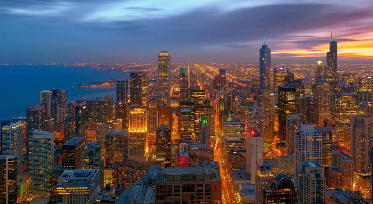 芝加哥市中心夜景