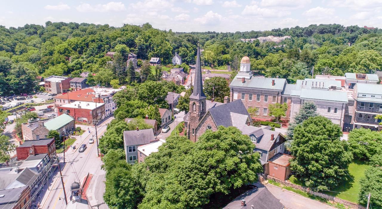鸟瞰马里兰州霍华德县的历史建筑 鸟瞰马里兰州霍华德县的历史建筑