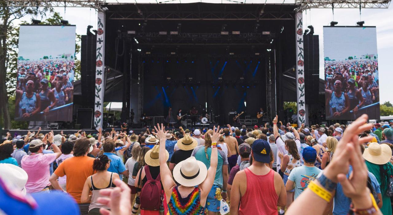 粉丝在 Railbird Music Festival 音乐节上欢呼