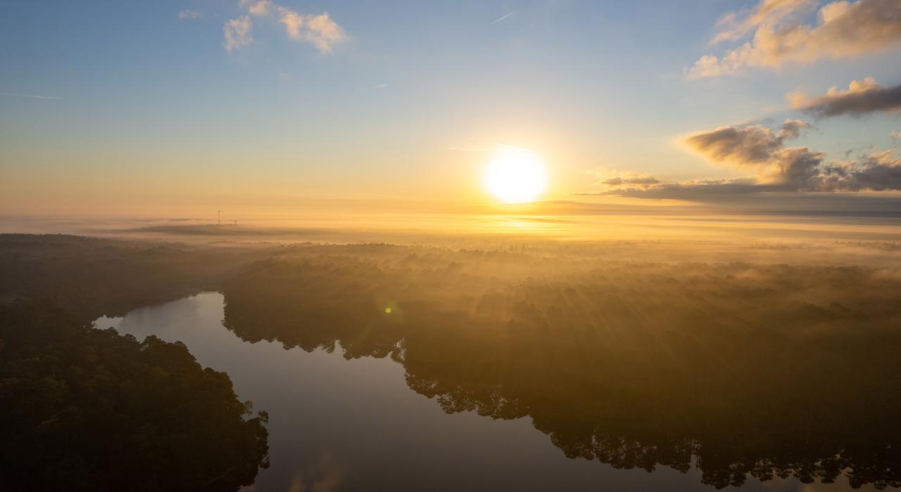 德克萨斯州亨茨维尔附近亨茨维尔州立公园的日出