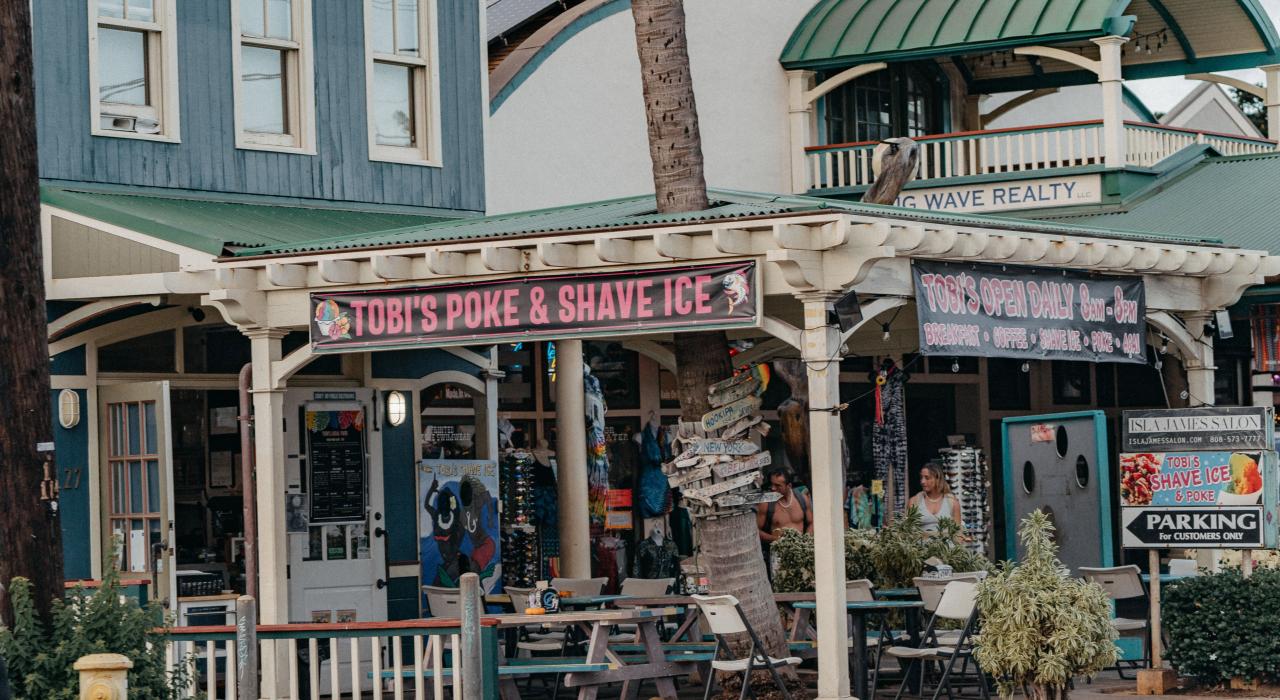Stopping for a taste of the island at the famous Tobi's Poke & Shave Ice in Pāʻia Town