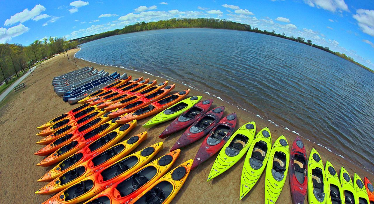 Creve Coeur 湖边五颜六色的船只