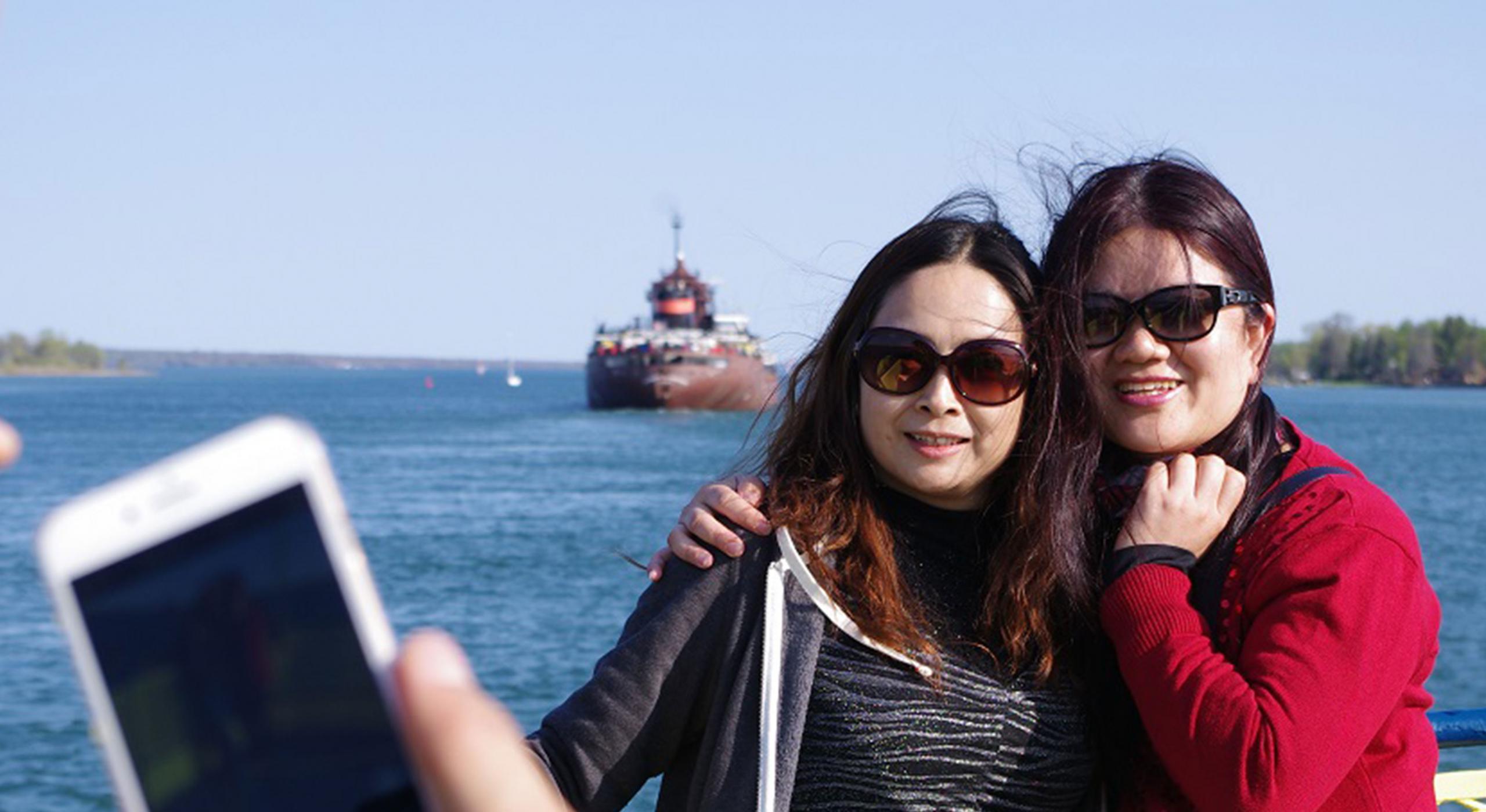 taking photos at the soo locks