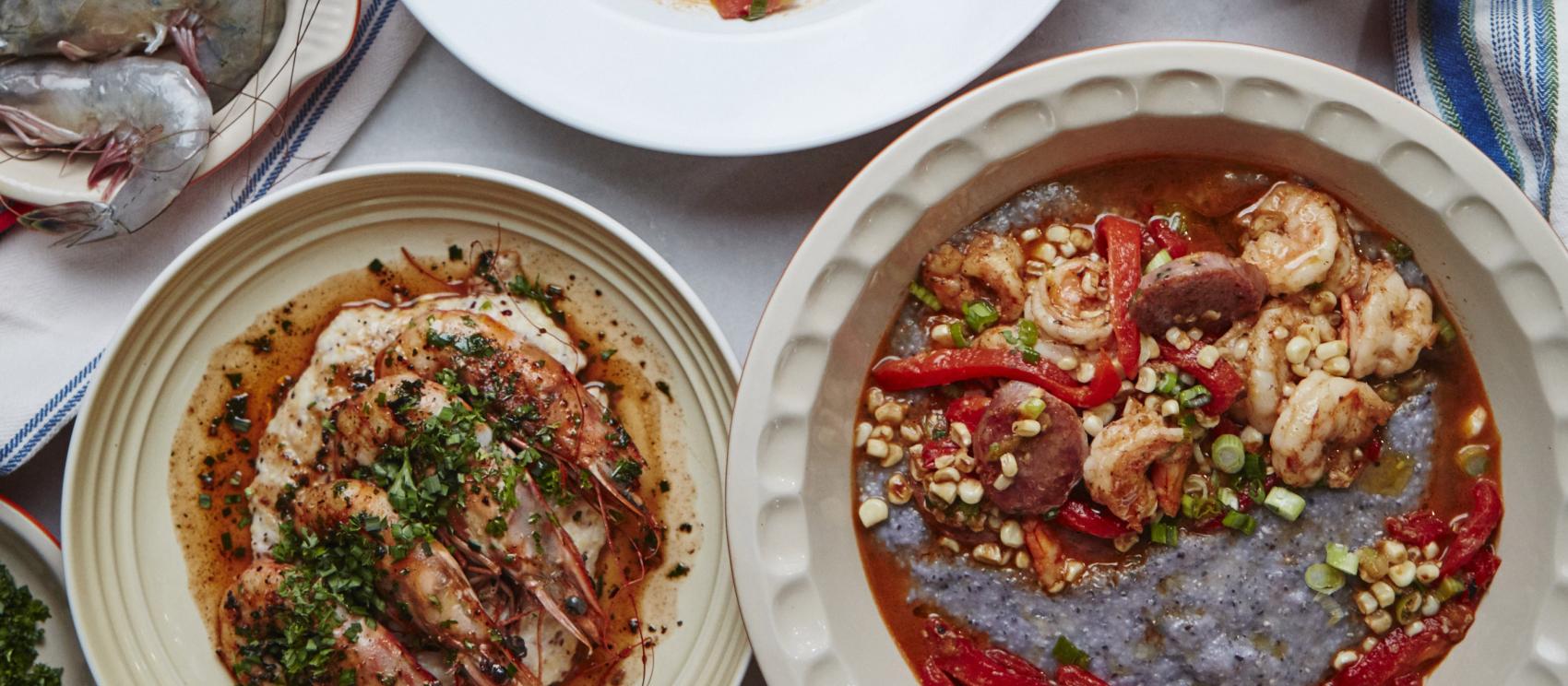 各式鲜虾玉米粥,是查尔斯顿的保留菜肴 各式鲜虾玉米粥,是查尔斯顿的保留菜肴