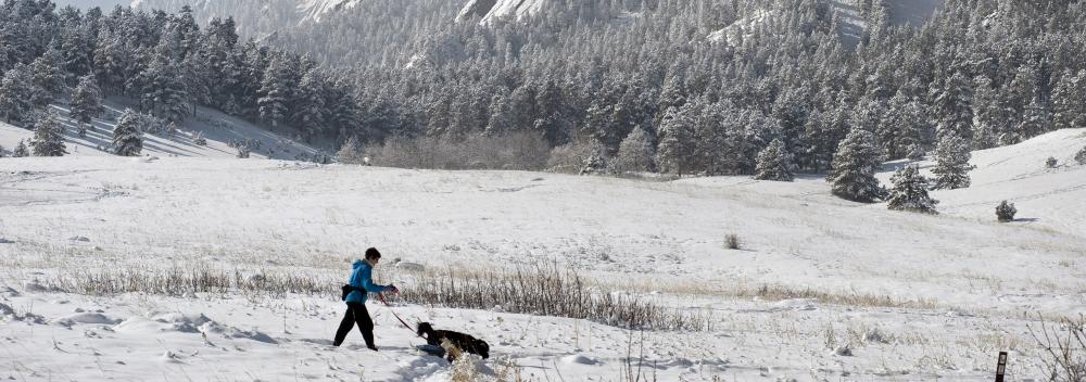科罗拉多州博尔德城外熨斗山的冬日景色